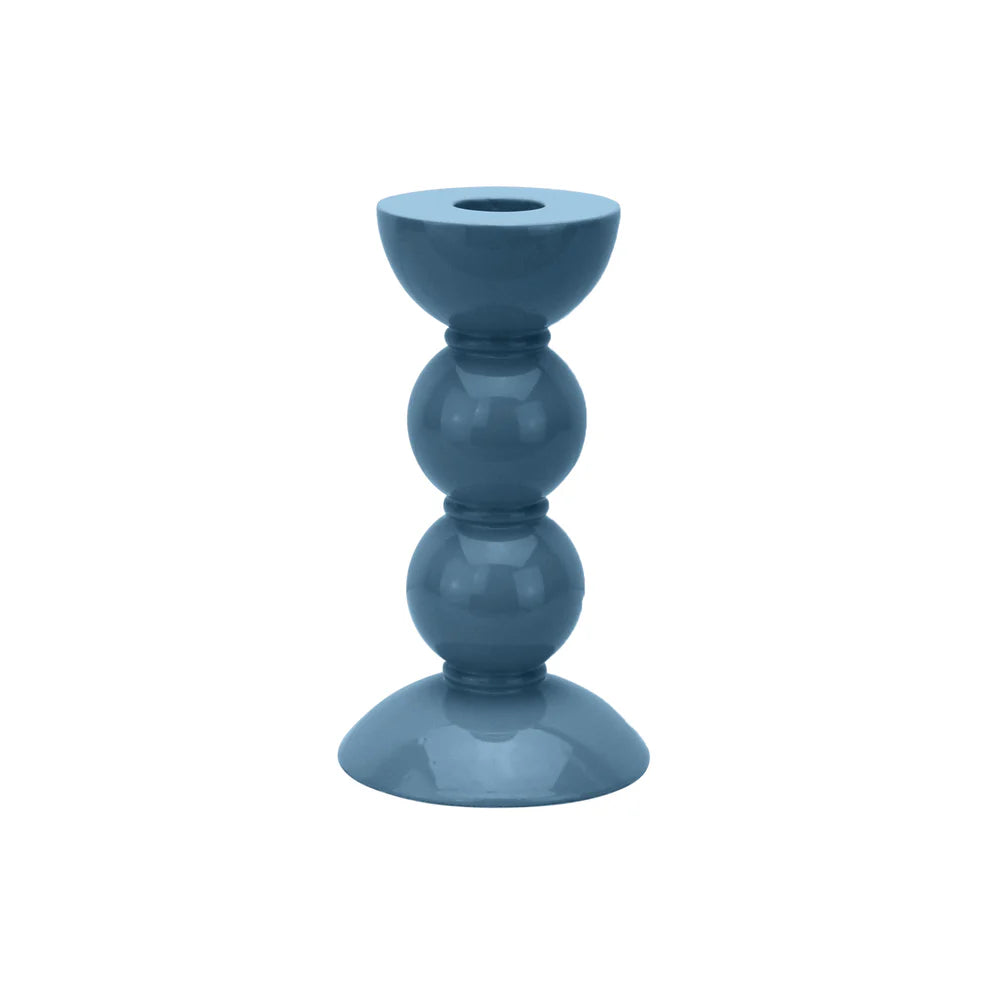 chambray blue bobbin candlestick
