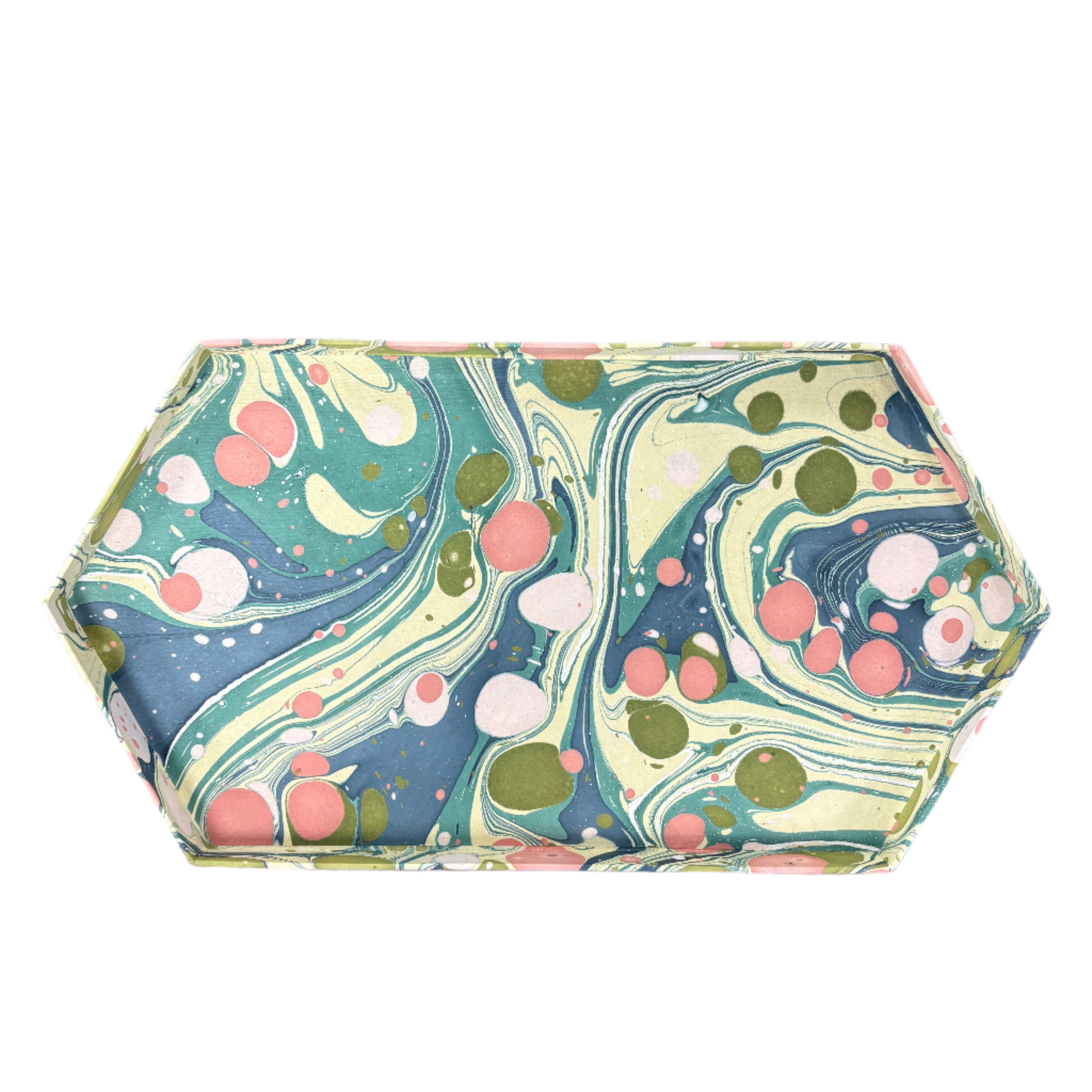 marbleized hexagonal paper tray