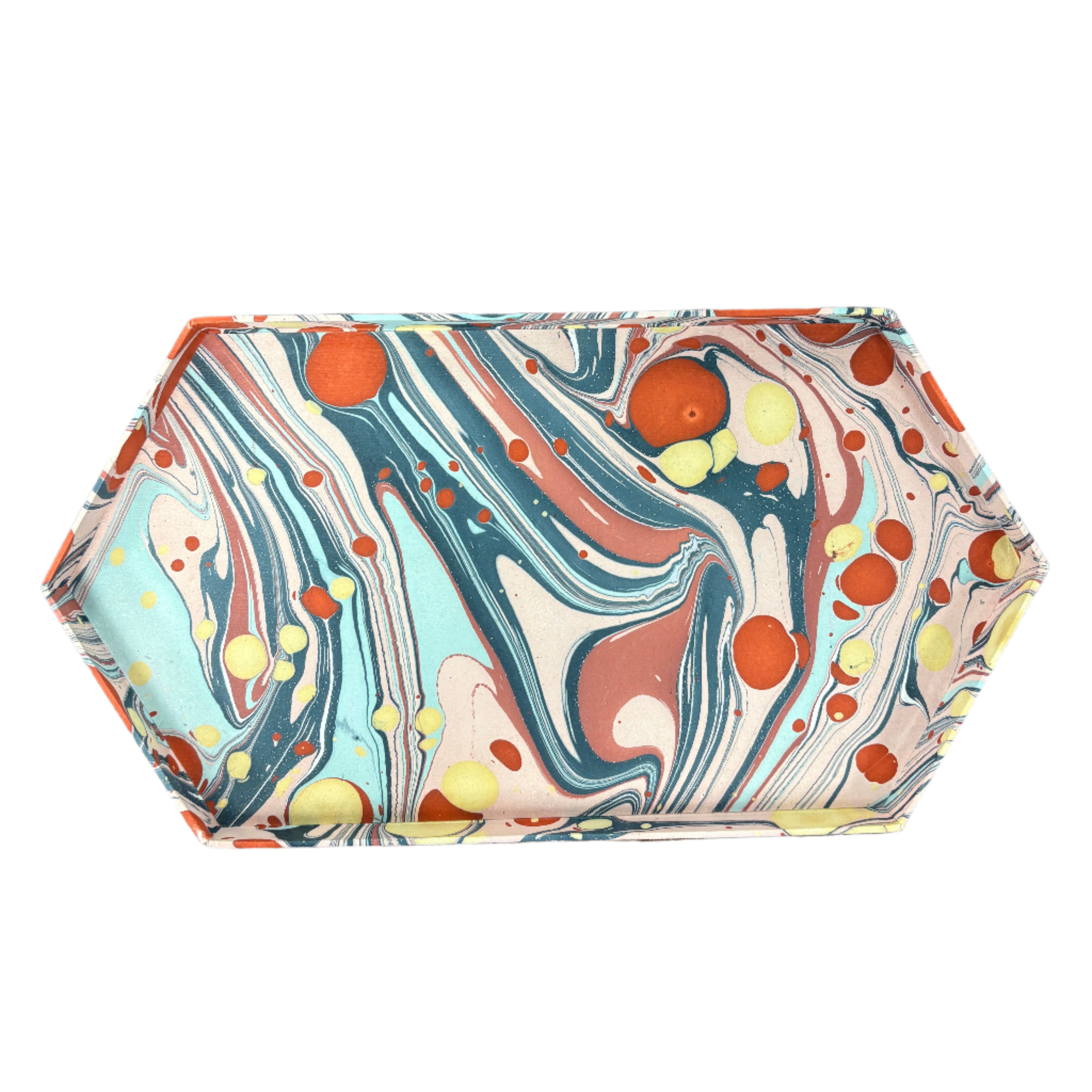 red and blue paper tray
