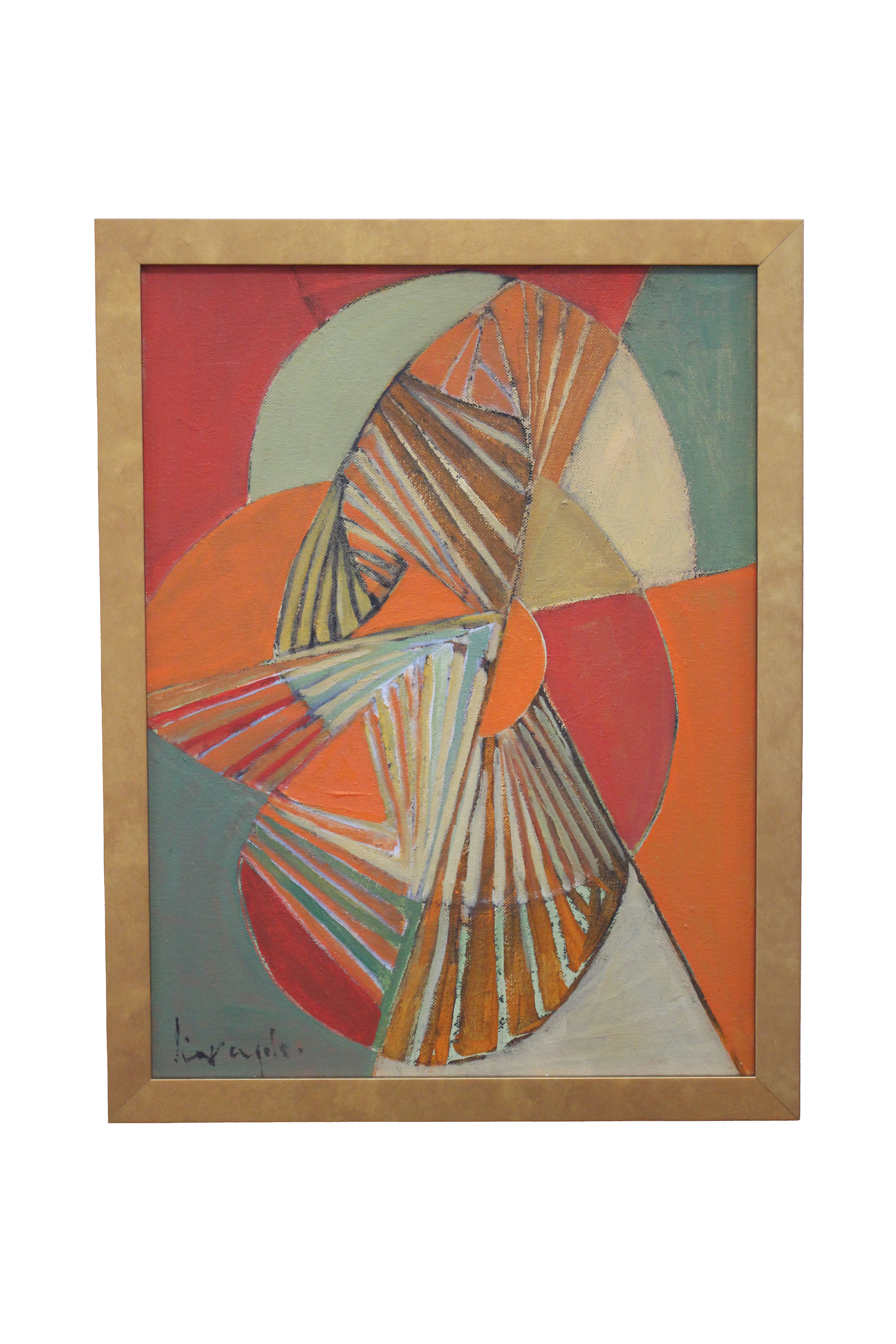 Original Abstract Oil Painting: Concentric Shapes