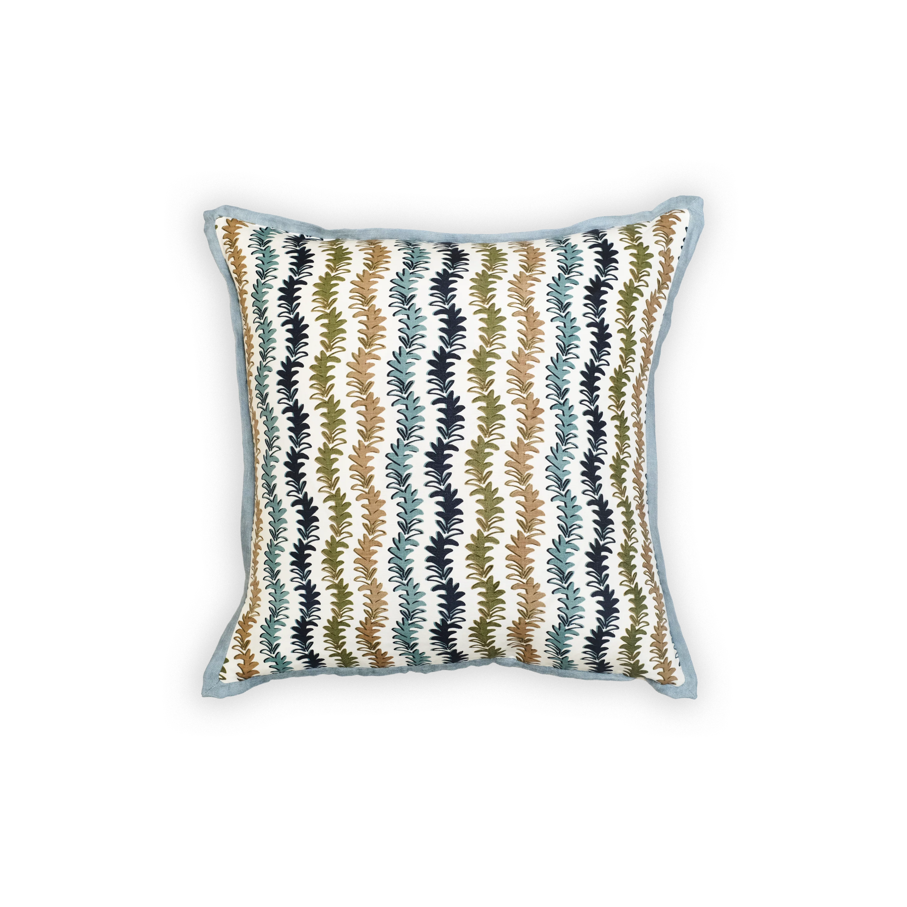 leafy stripes on white pillow