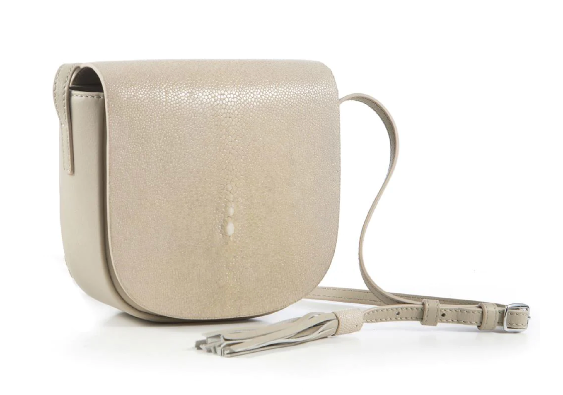 wheat shagreen and ecru leather crossbody bag
