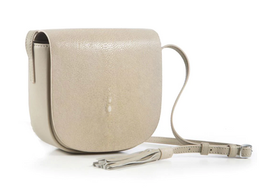 wheat shagreen and ecru leather crossbody bag