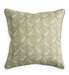 square pillow with pale green leafy block print design