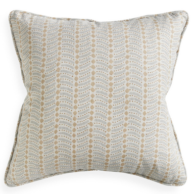 celadon and tan block print pillow