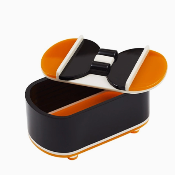 black, white and white acrylic lidded box