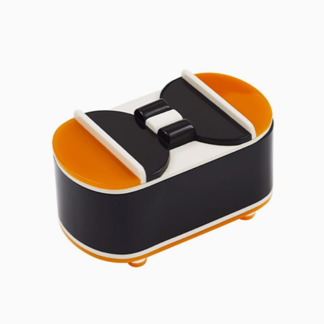 orange, black, and white acrylic art deco box