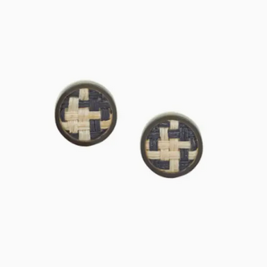pair of black and white round stud earrings