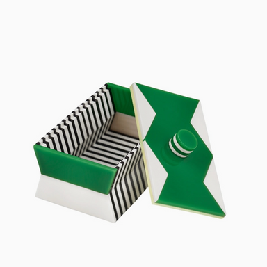 acrylic green, black, and white lidded box
