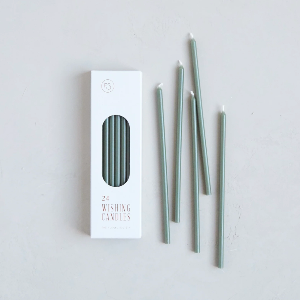 thin green candles loose out of box