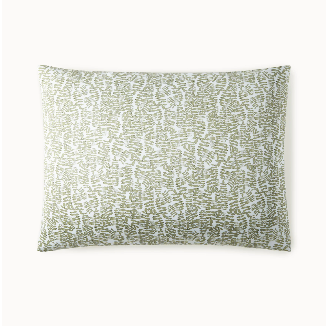 green and white percale sham