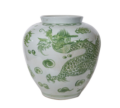 green dragon pottery jar