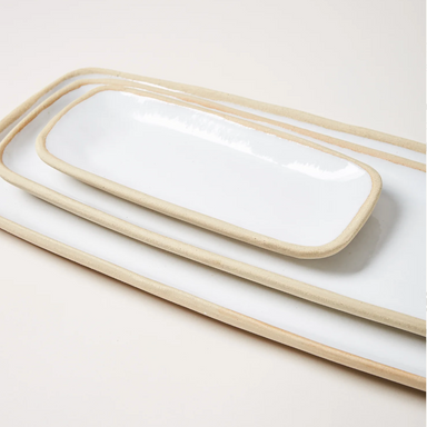 white pottery trays