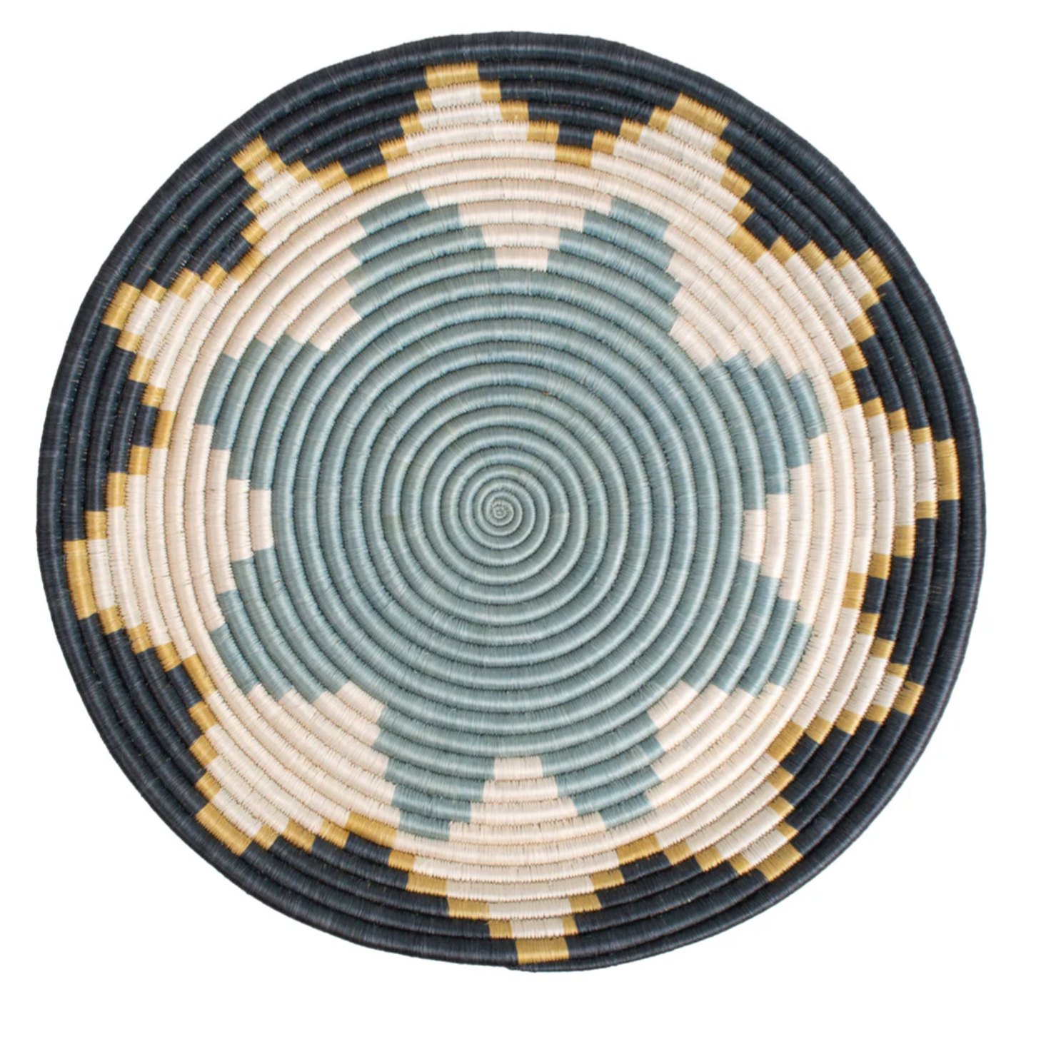 flat blue wall basket with star motif in center