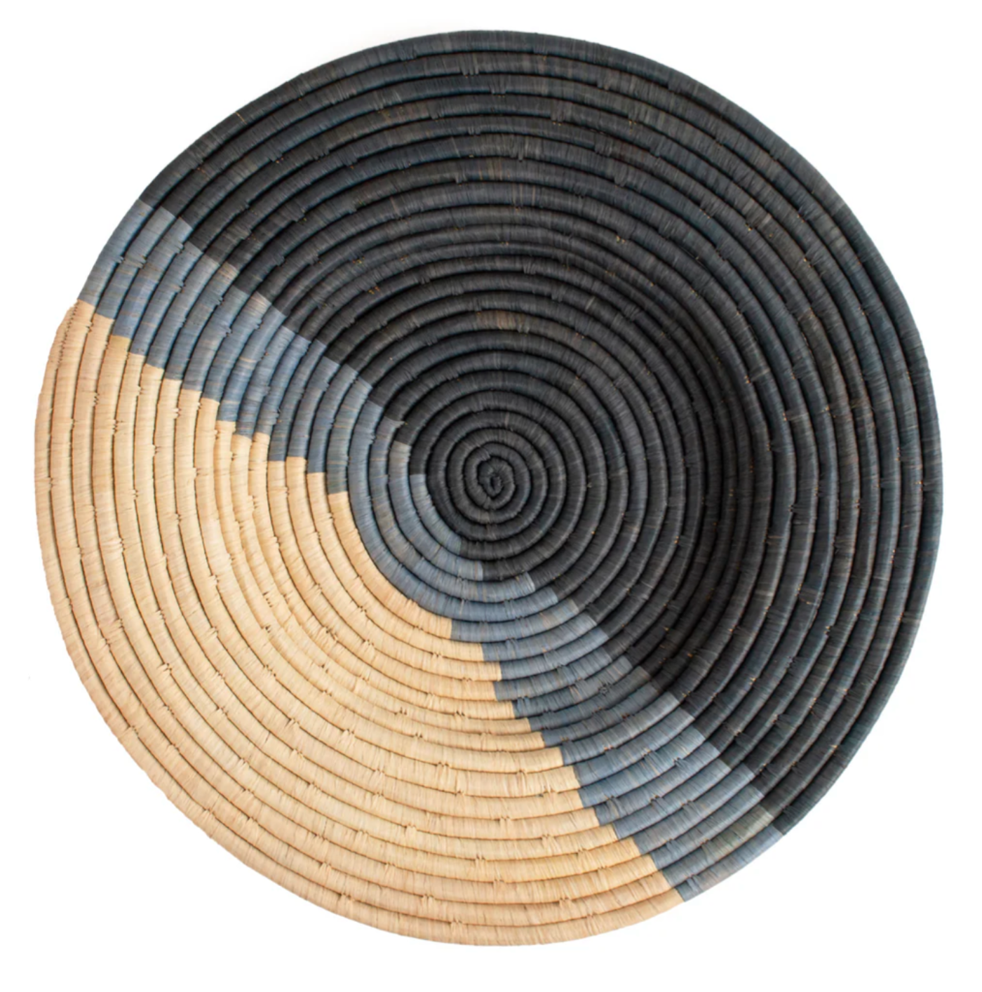 blue and natural woven wall basket