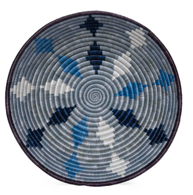 blue basket with diamond motif