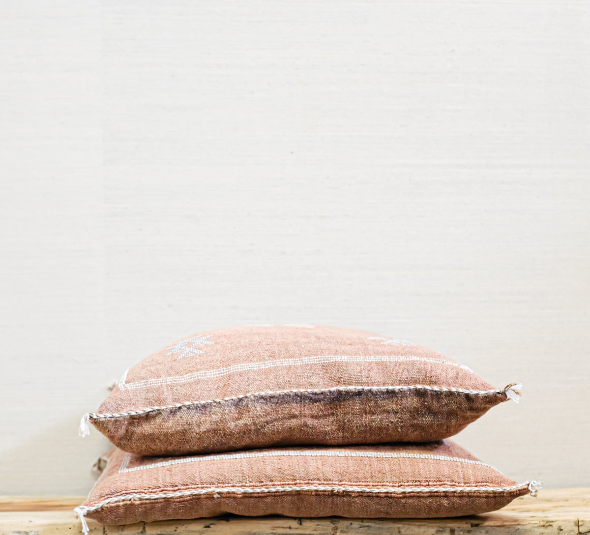 side view of pair of moroccan pillows