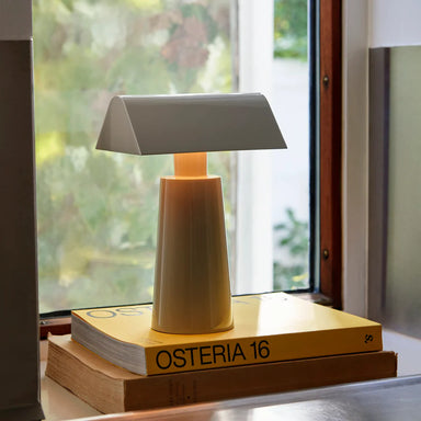 Caret lamp on books