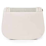 White rectangular planter with a ribbed texture on a white background