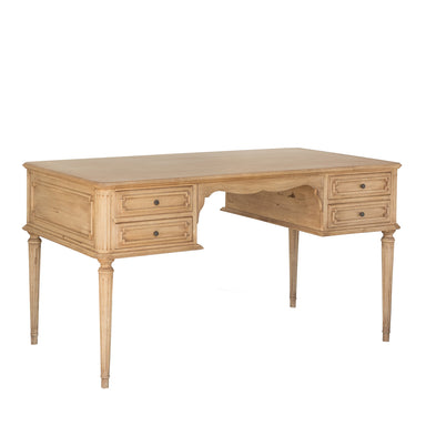 bleached oak french-style desk with four drawers