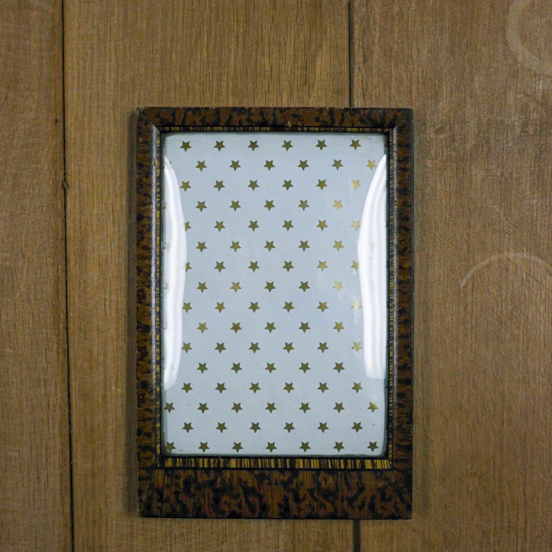 burlwood mirror with convex glass