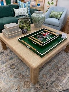 Kalena Bamboo Trays in Deep Green and Natural