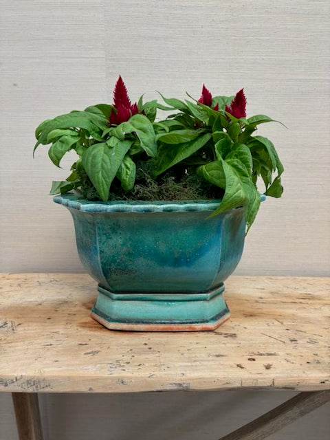 Speckled Green Rectangular Planter
