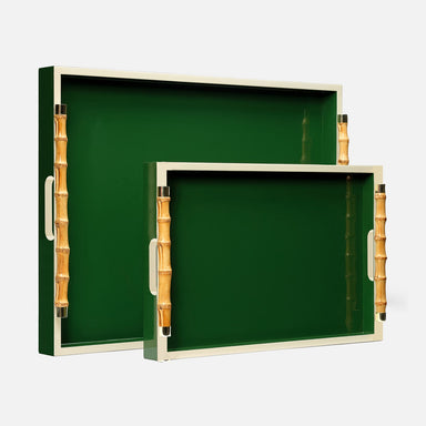 green trays with bamboo handles