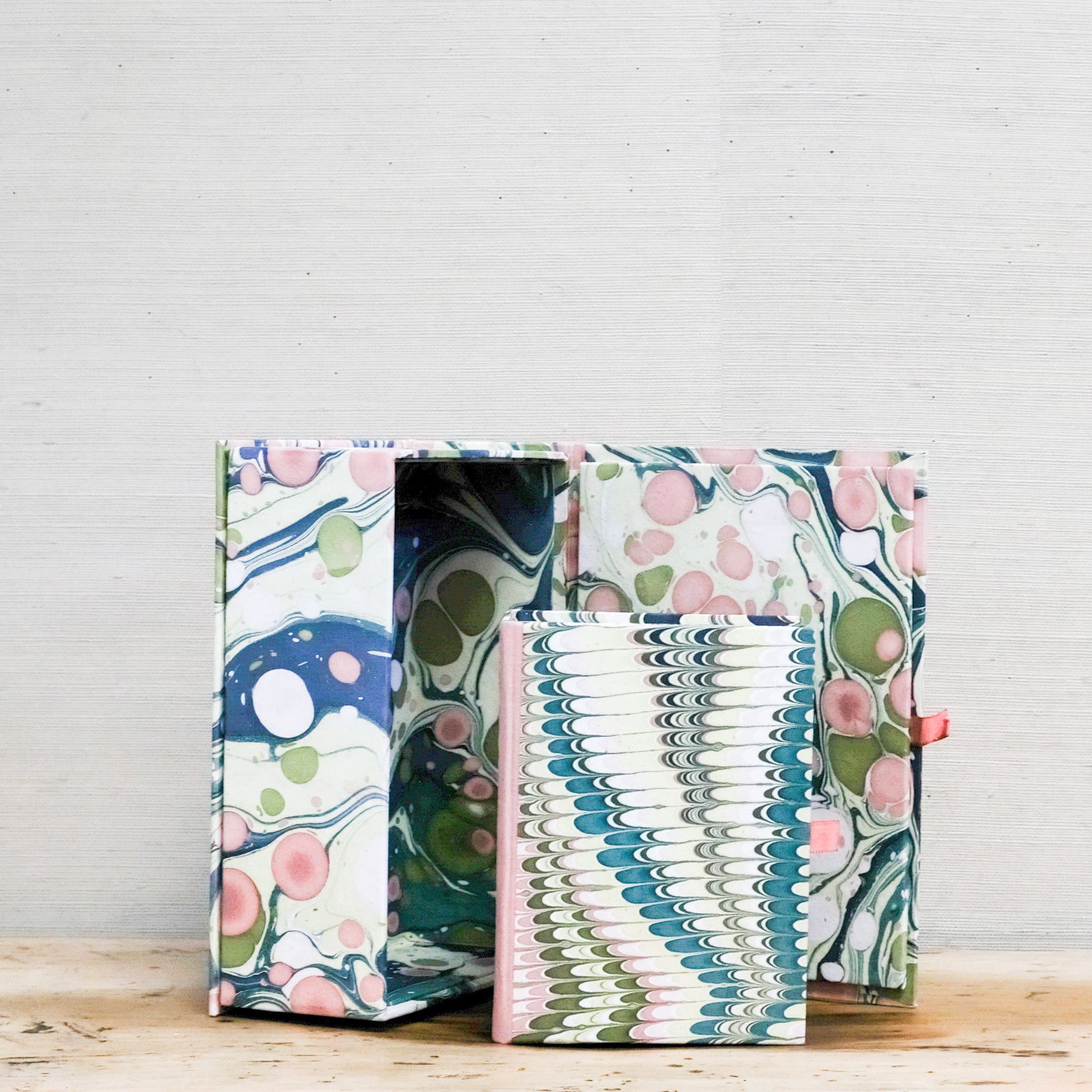 open box, marbleized design