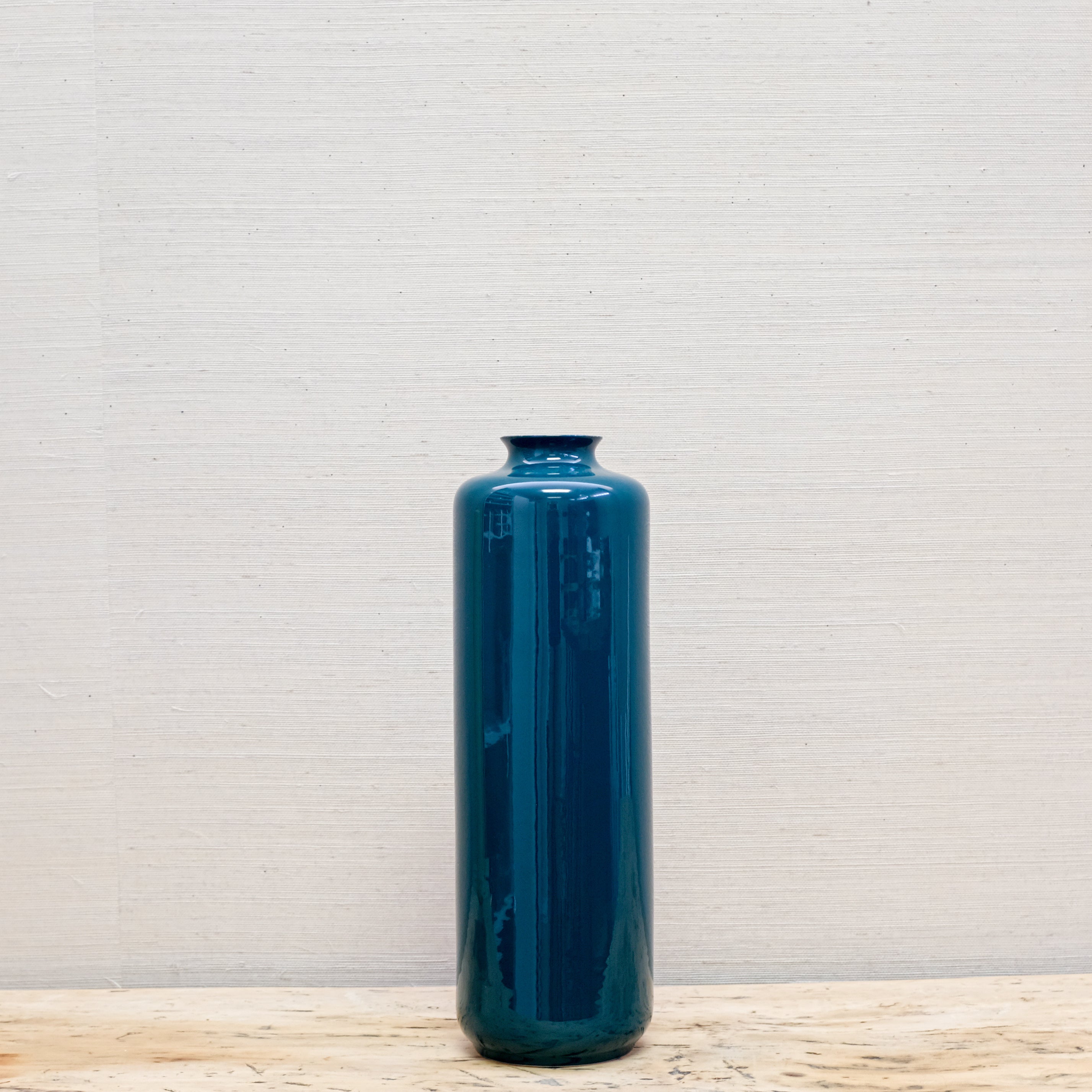glossy green slim porcelain vase