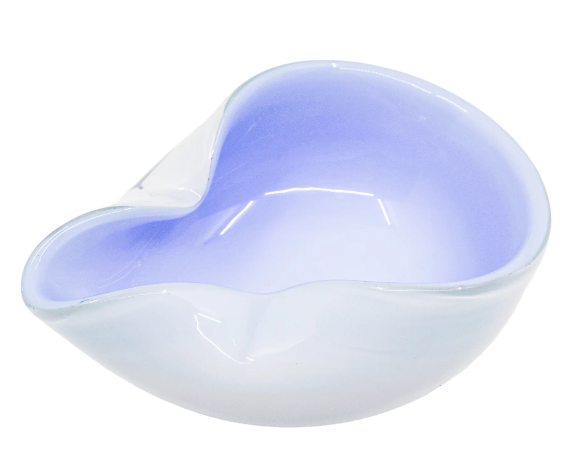 white and blue glass bowl