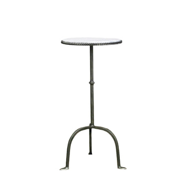 silver base and marble top drinks table