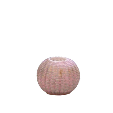 pink ribbed glass vase
