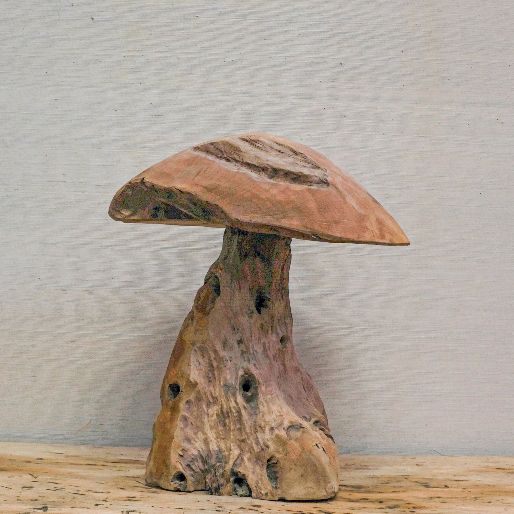 wood mushroom sculpture