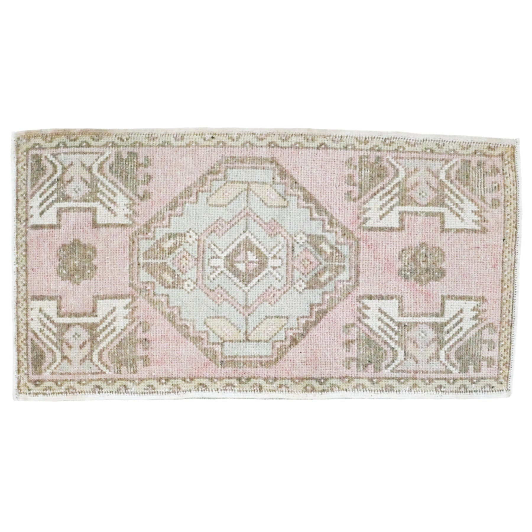 small oushak rug in pale pink and pale green