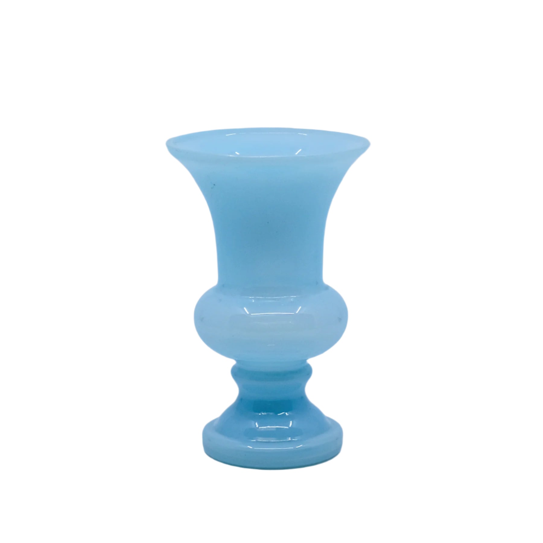 pale blue glass footed vase