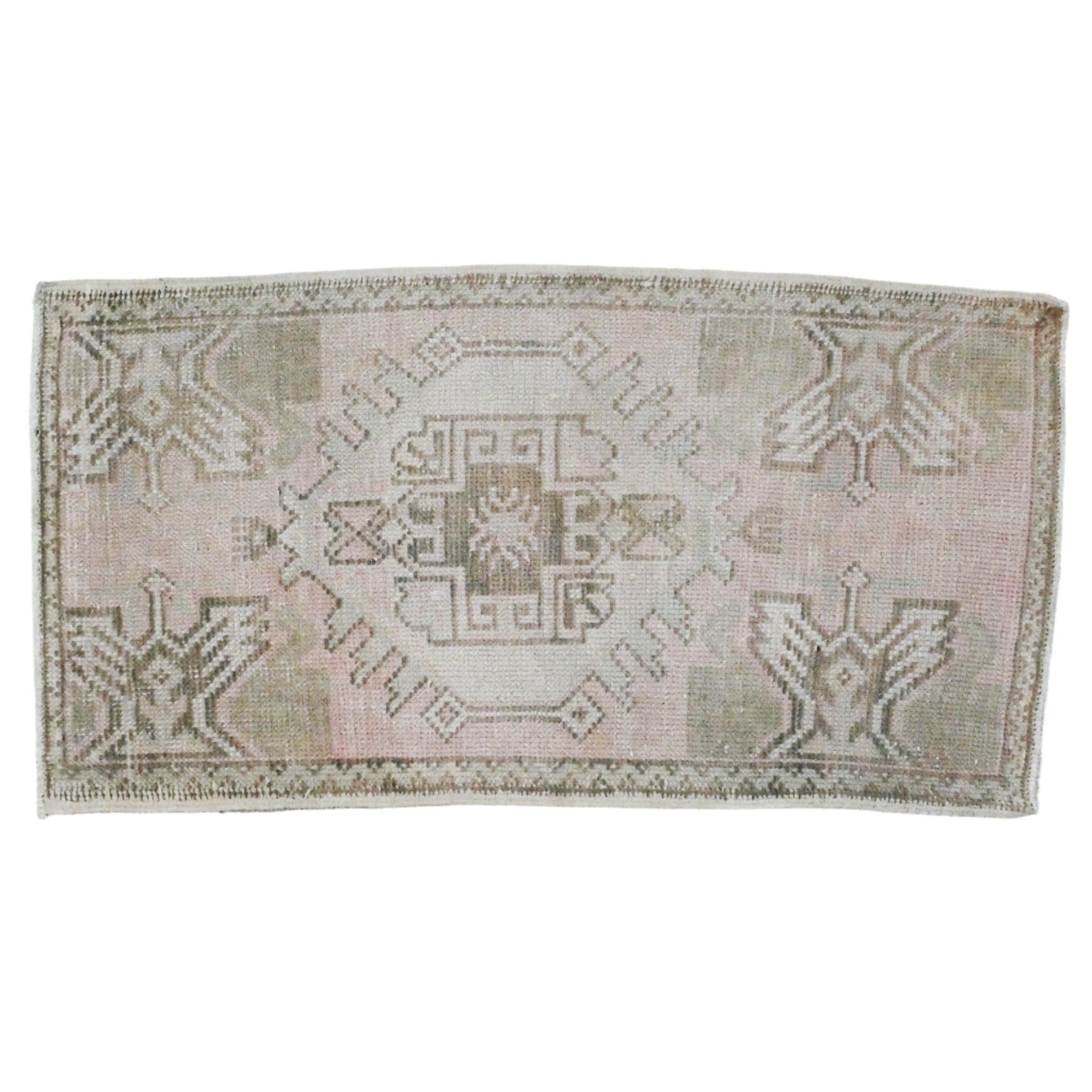 small pale pink oushak rug