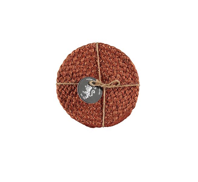 terra cotta round jute coasters