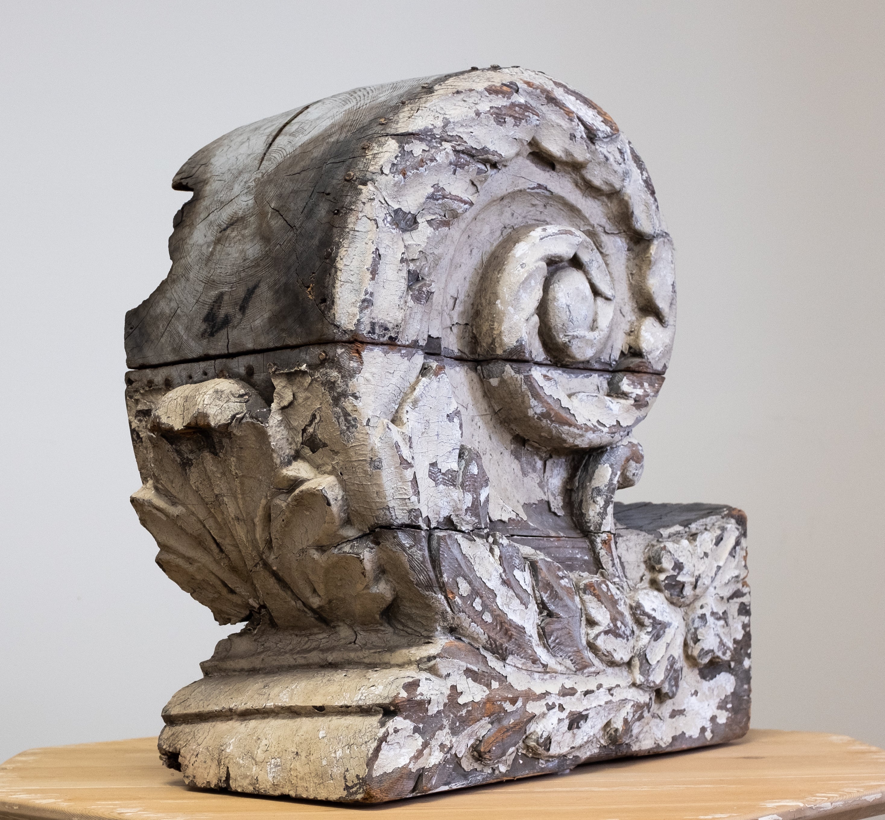 antique wood carved fragment
