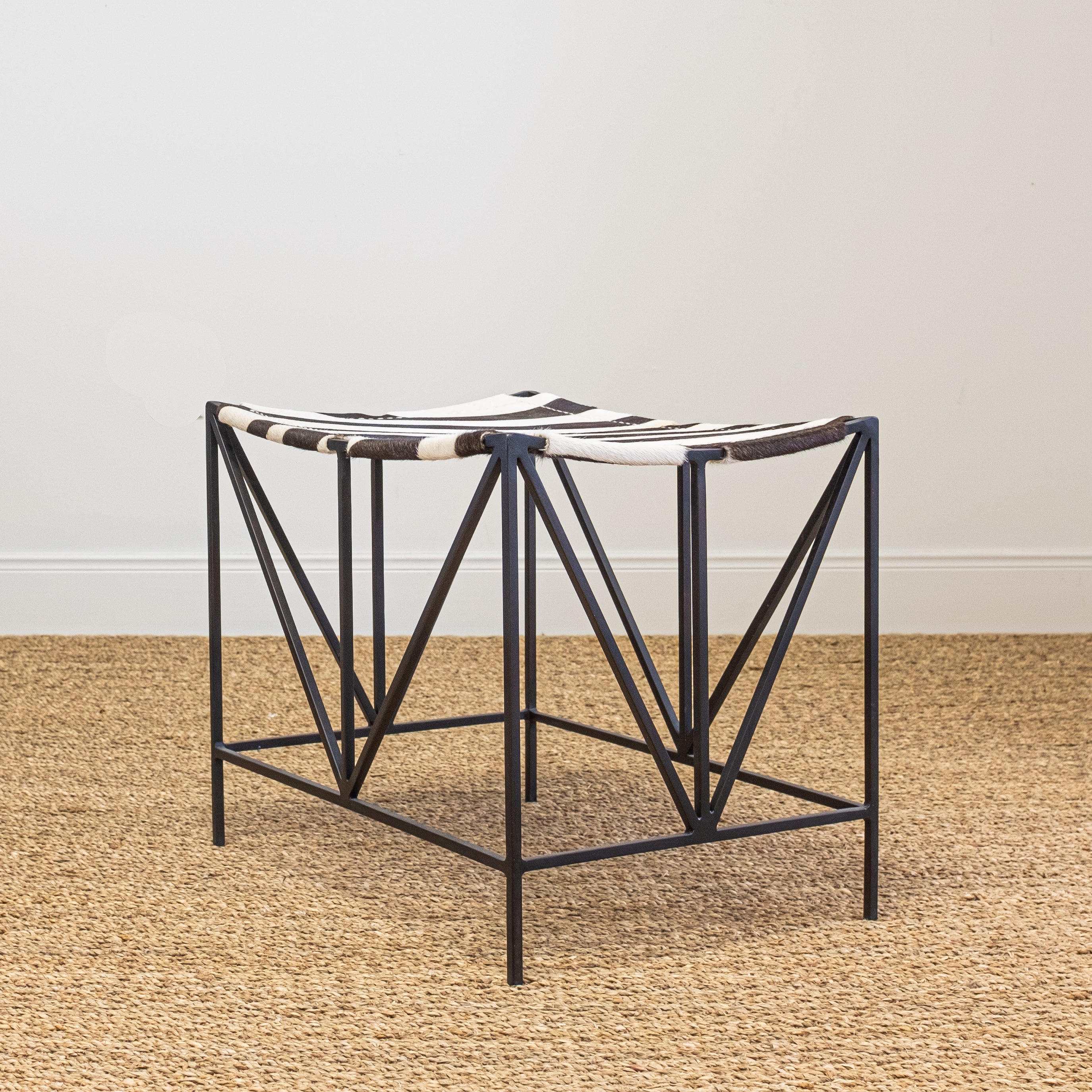 Zebra and Wrought Iron Darius Bench