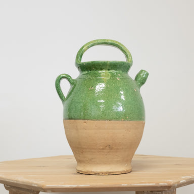 vintage green glazed pitcher