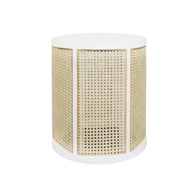 white lacquer and cane side table the Freya