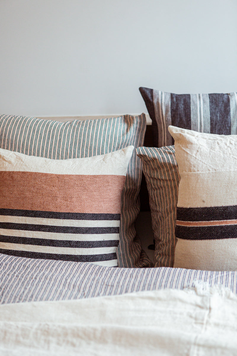 linen bedding and pillows