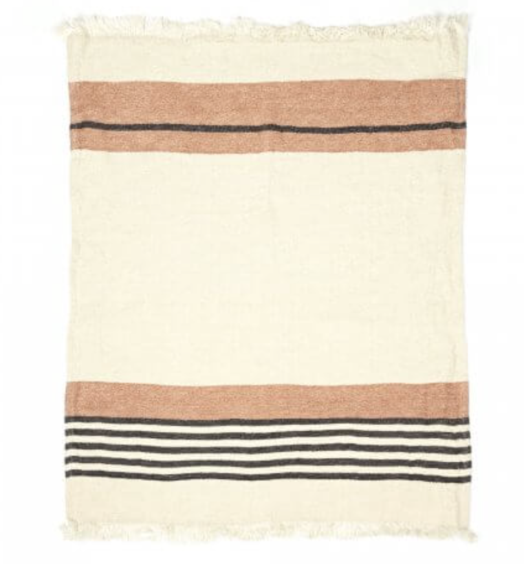 russet cream black stripe towel