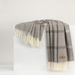 mink-color striped throw with fringe
