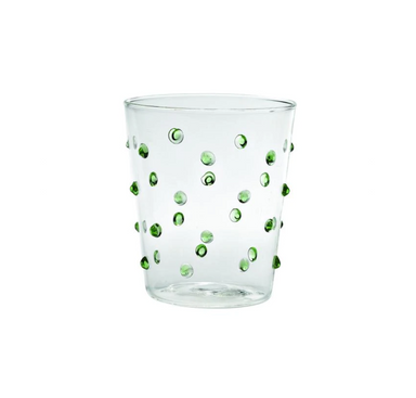 green dotted tumbler style glassware