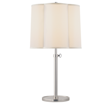soft silver table lamp with scallop-shape shade