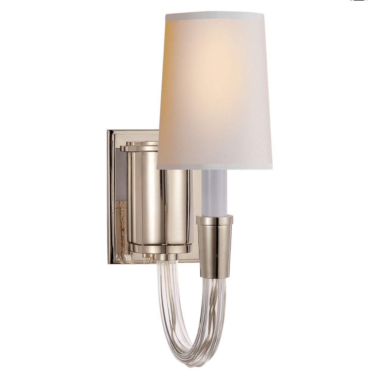 polished nickel wall sconce with paper shade