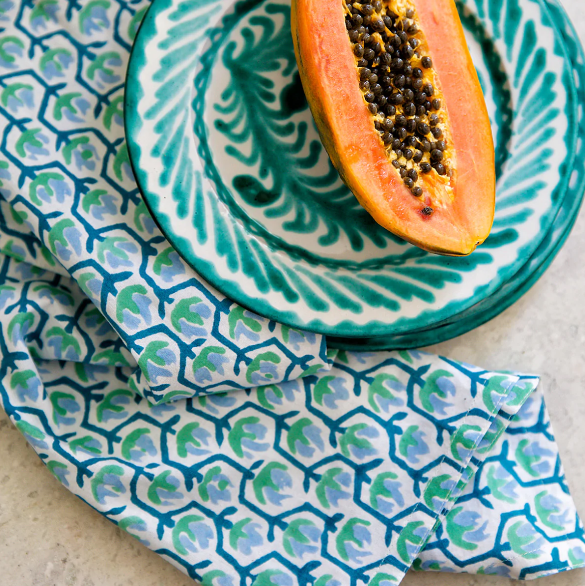 napkin with hand painted pottery