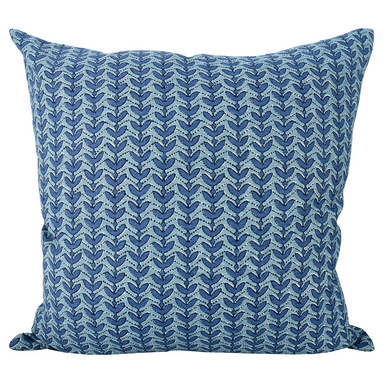 light and dark blue printed pillow